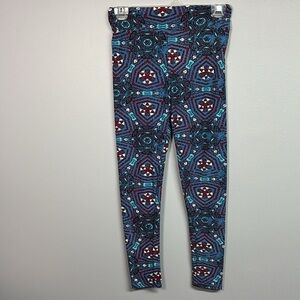 LuLaRoe Red and Blue Patterned Leggings